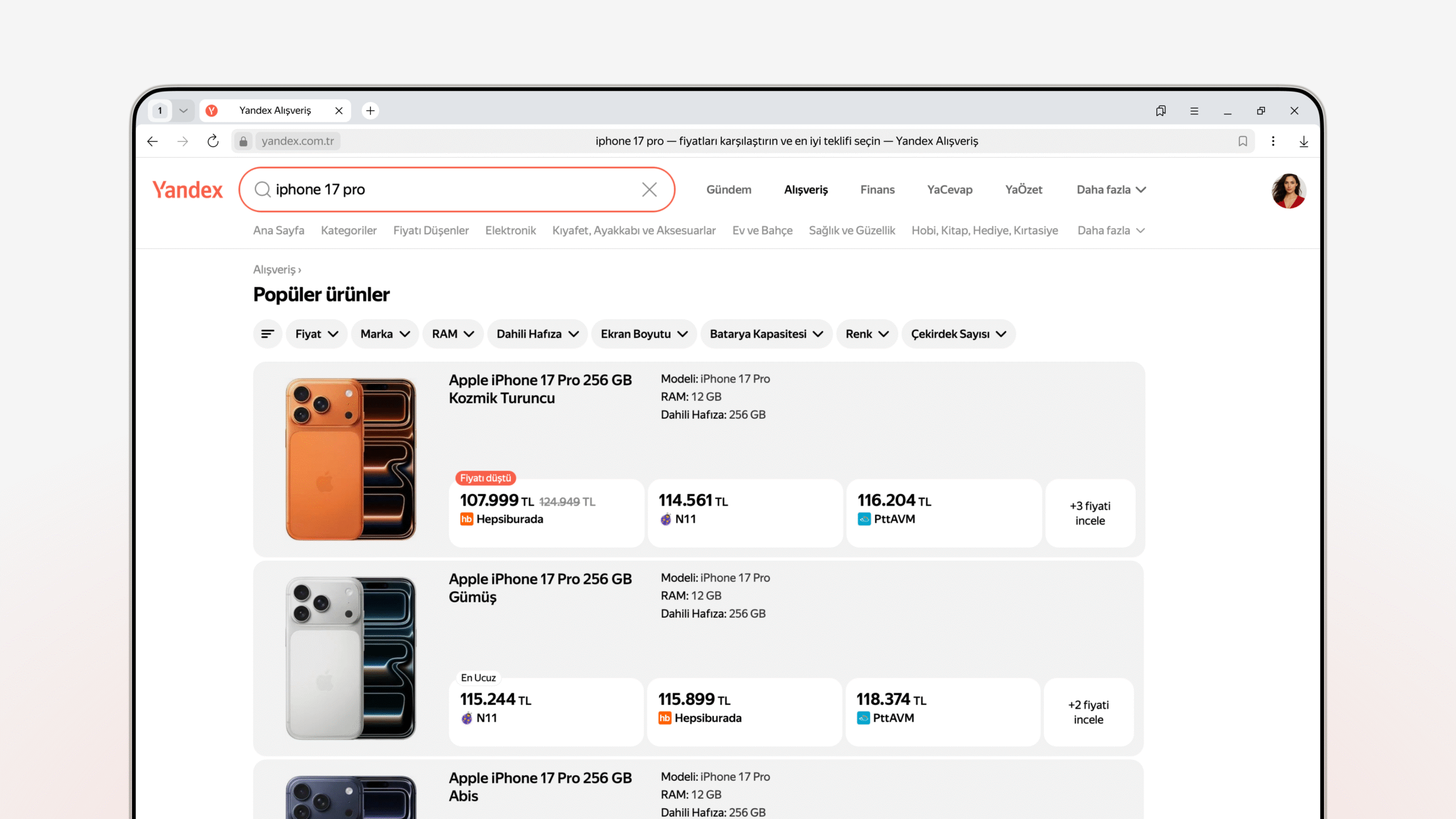 Yandex arama verilerine göre iPhone 17’ye yoğun ilgi: Aramalar %80 arttı, turuncu renk zirvede